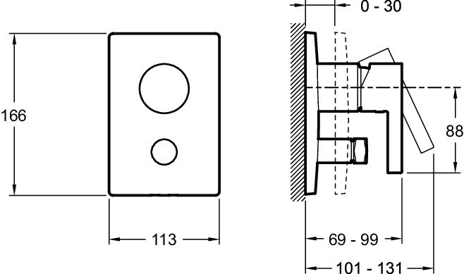 Встраиваемый смеситель с переключателем на 2 выхода, лицевая панель Stillness Jacob Delafon STILLNESS E98723-CP