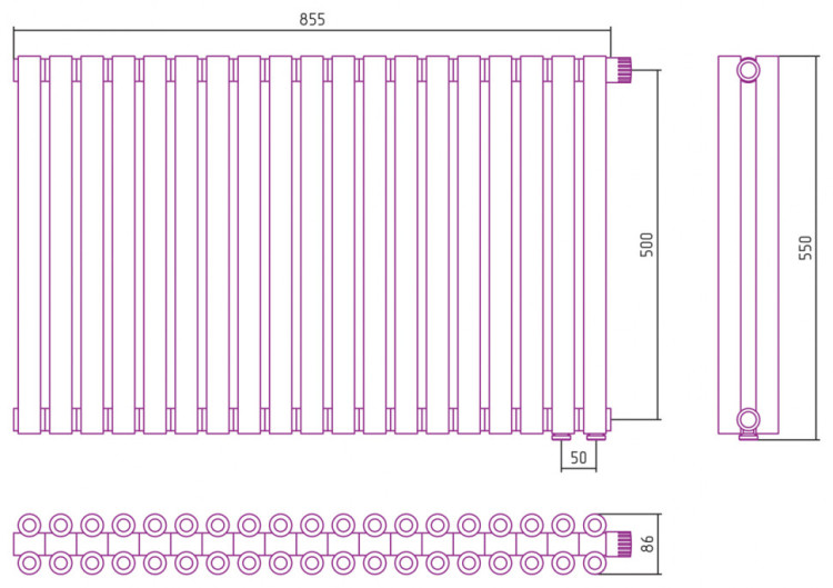 Отопительный радиатор Сунержа Эстет-00 EU50 500х855 19 секций Состаренная бронза