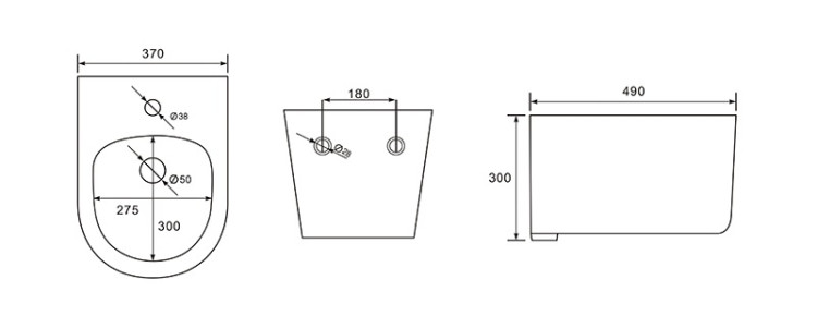Биде подвесное Aquatek МИЯ AQ1004-00, 490*370*300 мм, цвет белый
