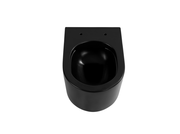 Унитаз-компакт подвесной безободковый Aquatek МИЯ AQ2004-MB 490*370*340 мм, черный матовый, горизонтальный выпуск, тонкое сиденье с механизмом плавного закрывания, крепеж