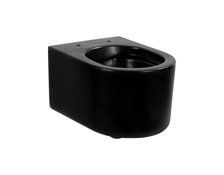 Унитаз-компакт подвесной безободковый Aquatek МИЯ AQ2004-MB 490*370*340 мм, черный матовый, горизонтальный выпуск, тонкое сиденье с механизмом плавного закрывания, крепеж