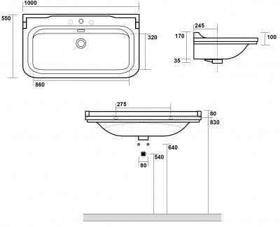 Раковина Kerasan Waldorf 4142K1bi/cr