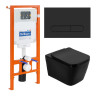 Унитаз подвесной BelBagno ARDENTE-C BB3202CHR-MB+BB3202SC-MB + Система инсталляции для унитазов BelBagno BB002-80 с кнопкой смыва BB007-PR-NERO.M Cezares BB3202CHR-MB/BB3202SC-MB/BB002-80/BB007-PR-NERO.M
