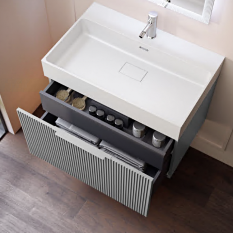 Тумба подвесная под раковину с выдвижным ящиком и внутренним ящиком Cezares 55432