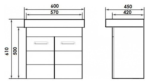 Тумба с раковиной Orange Таис 60 подвесная