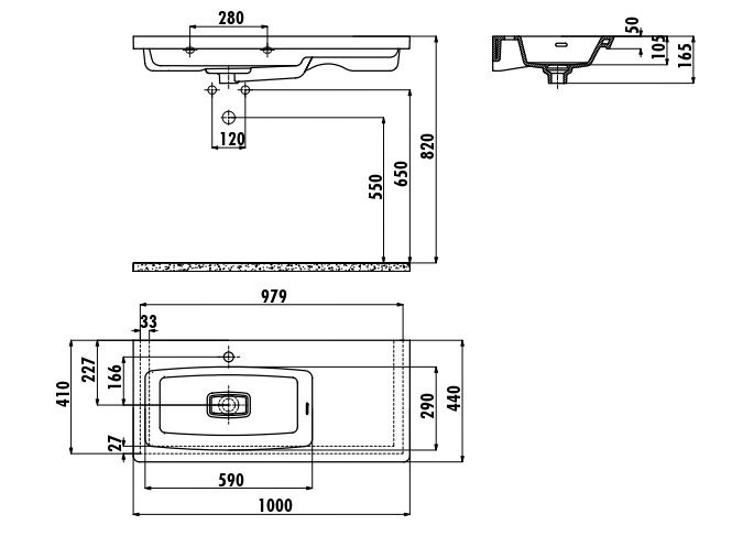 CREAVIT Раковина MY100 мебельная (100см)