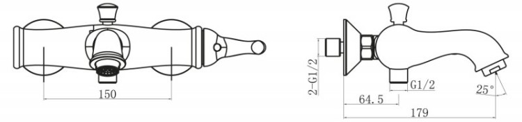 Смеситель для ванны и душа BelBagno TIF-VASM-CRM