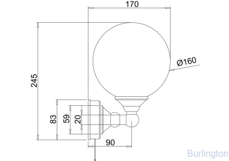 Круглое бра со шнуровым выключателем