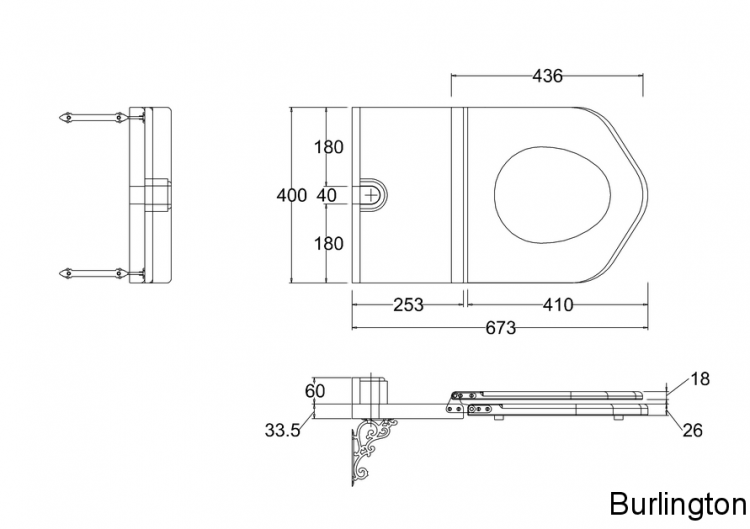 Сиденье- трон для унитаза с высоким бачком, красное дерево [S15M GOL]