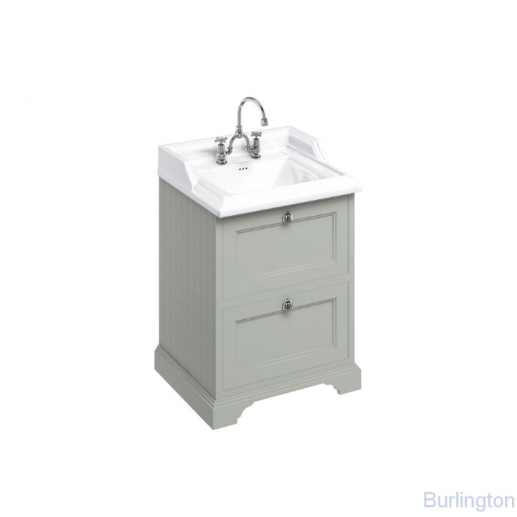 Тумба под раковину с двумя выдвижными ящиками, цвет тёмно - оливковый [FF9O + B15 2TH]