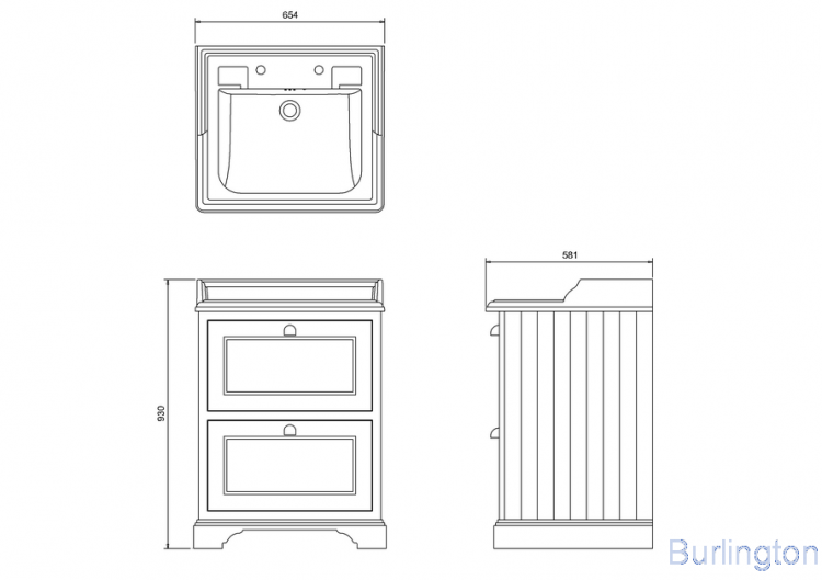 Тумба под раковину с двумя выдвижными ящиками, цвет тёмно - оливковый [FF9O + B15 2TH]