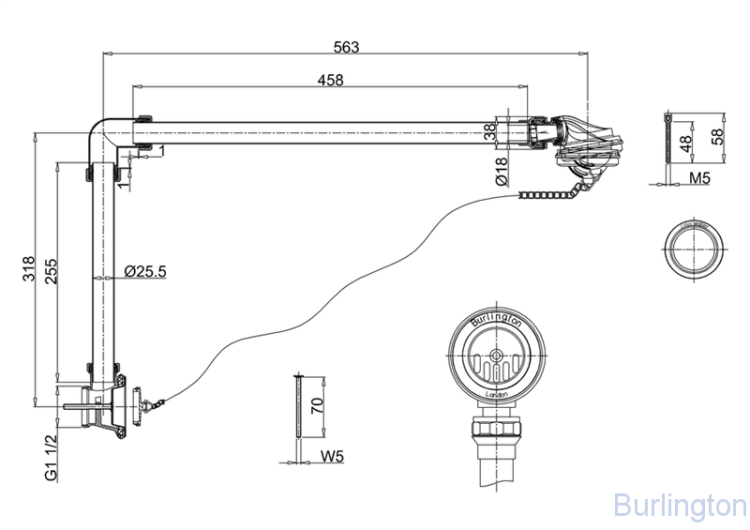 Универсальный слив- перелив с пробкой и цепочкой (в комплект не входит сифон) [W4/CW4/W5/CW5 GOL]