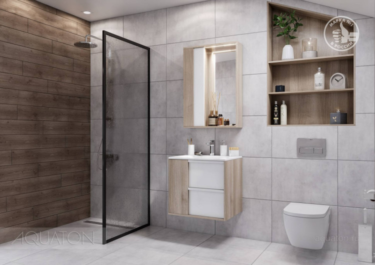 Тумба под раковину Aquaton Бостон 60 дуб эврика 1A240001BN010