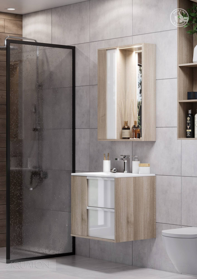 Тумба под раковину Aquaton Бостон 60 дуб эврика 1A240001BN010