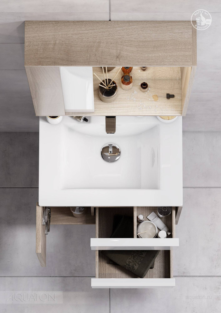 Тумба под раковину Aquaton Бостон 60 дуб эврика 1A240001BN010