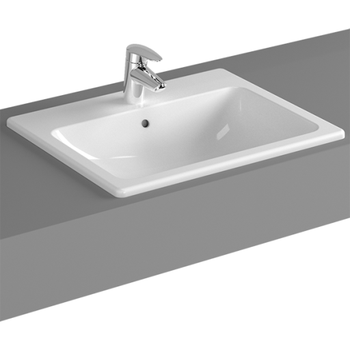 Накладная раковина S20, прямоугольная 55 cм, c переливом, цвет белый