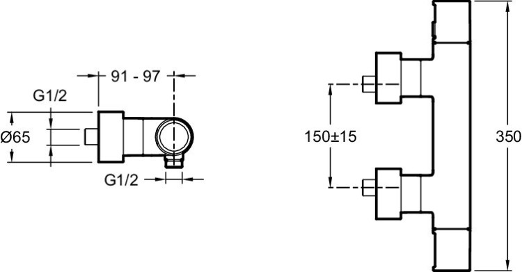 Термостатический однорычажный настенный смеситель, хром  Jacob Delafon COMPOSED E73164-CP
