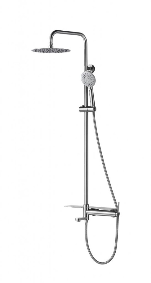Душевая стойка с поворотным изливом, c верхним и ручным душем, нержавеющая сталь Cezares ETN-VSCM-IN