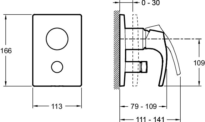 Встраиваемый смеситель на 2 выхода, хром Jacob Delafon SYMBOL E98724-CP
