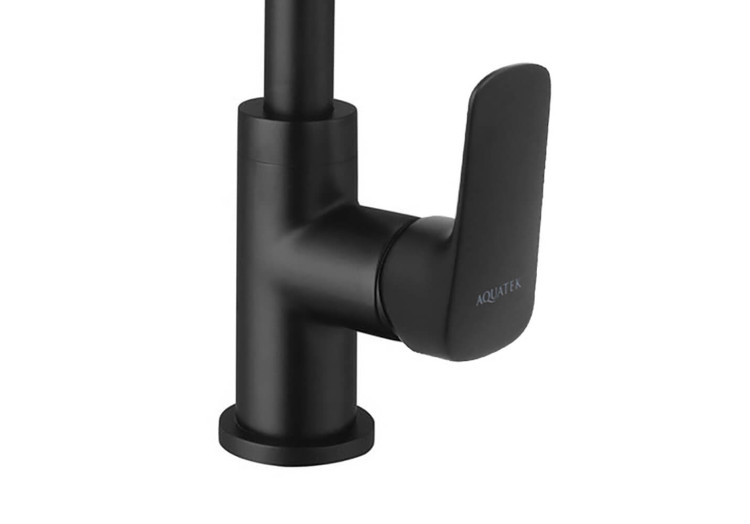 Смеситель для кухни Aquatek (квадратный излив), матовый черный AQ1081MB ВЕГА