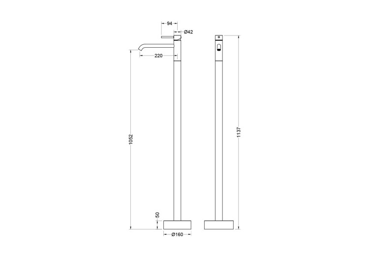 Смеситель для раковины напольный Aquatek, матовый черный AQ1309MB ЕВРОПА