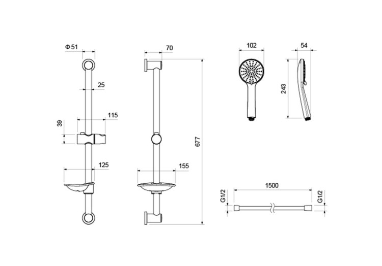 Душевой комплект наружного монтажа Aquatek БЕТТА AQ1130MB