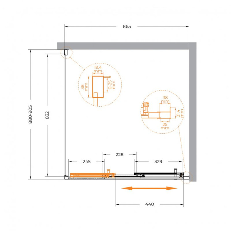 Душевой уголок MOLVENO-AF-31 Cezares MOLVENO-AF-31-100-C-CR-IV