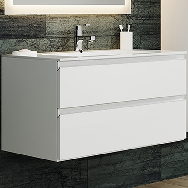 Тумба с раковиной SanVit Авеню-2 90 с фактурой под дерево подвесная