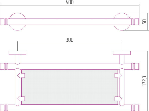 Полка Сунержа КАНЬОН стеклянная / L 400 Золото