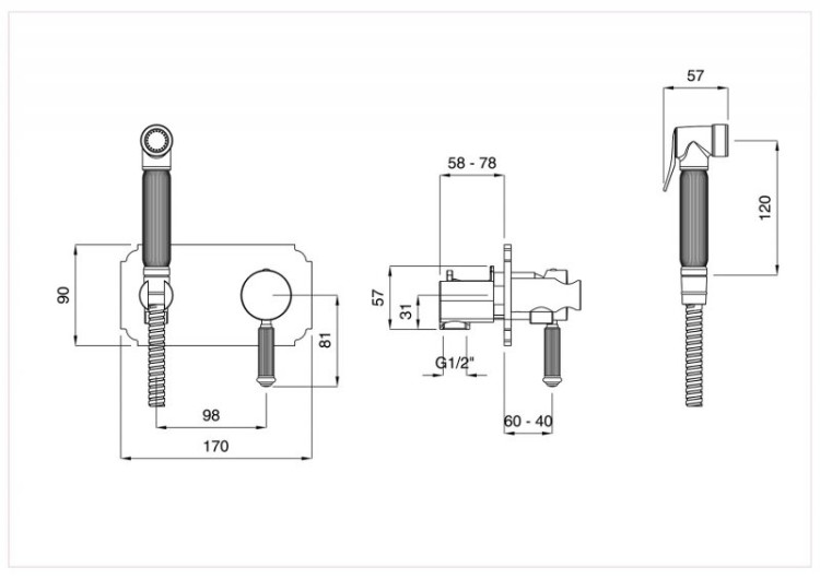 Смеситель с гигиеническим душем OLIMP-DIF Cezares OLIMP-DIF-01-L
