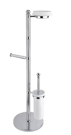 Стойка напольная c держателем туалетной бумаги, щёткой для унитаза и держателем мыльницы Cezares OLIMP-WCS-02-M