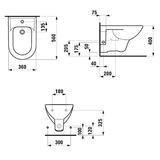 Биде Laufen Pro 8.3095.1 подвесное