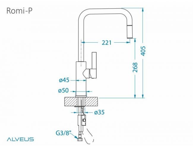 Смеситель для мойки ALVEUS ROMI-P CHR