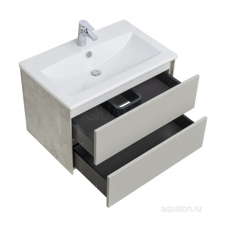 Тумба под раковину AQUATON Сохо 75 cлэйт, галька серая 1A258101AJ9A0