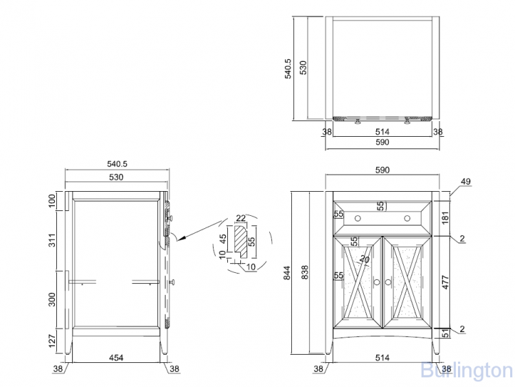 Тумба под раковину с двумя дверцами, цвет Белый [EU2WN]