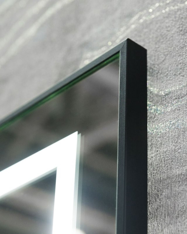 Зеркало в алюминиевой раме со встроенным светильником, сенсорным выключателем и подогревом BelBagno SPC-KRAFT-885-785-TCH-WARM-NERO