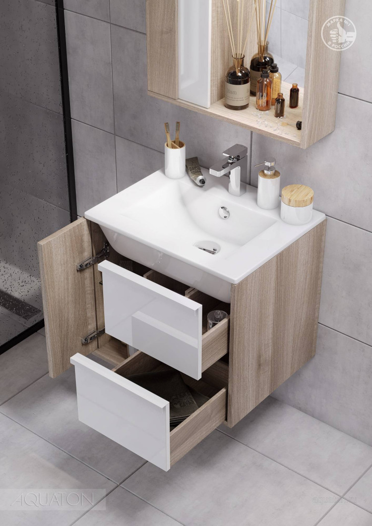 Тумба под раковину Aquaton Бостон 75 дуб эврика 1A240101BN010