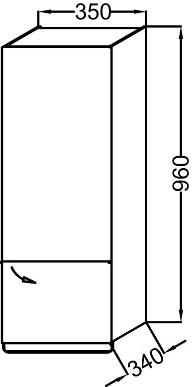 Подвесная полуколонна 35 см, шарниры справа Jacob Delafon ODEON UP EB893D-N14