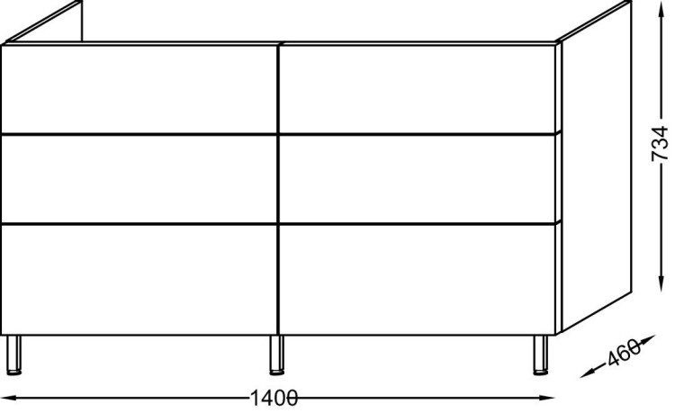 Мебель для раковины-столешницы 140 см, белый, блестящий Jacob Delafon VOX EB2090-R1-N18