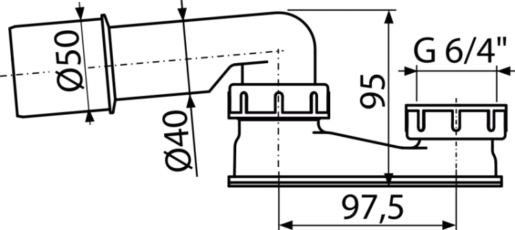 Сниженный гидрозатвор Alcadrain A532-DN50