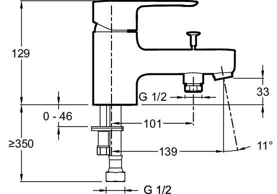 Однорычажный смеситель для ванны/душа на одно отверстие Jacob Delafon JULY E16044-4-CP