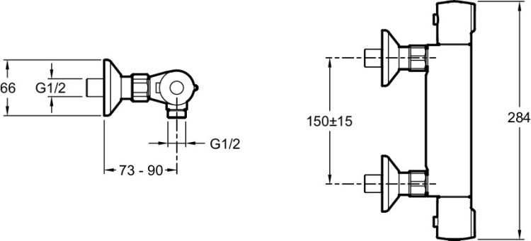 Термостатический настенный смеситель для душа Jacob Delafon JULY E8455-CP
