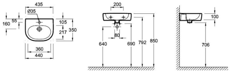 Раковина Jacob Delafon Kandel 44 E1473-00