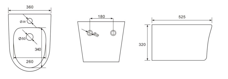Биде подвесное Aquatek НИКА AQ1009-00, 525*360*320 мм, цвет белый