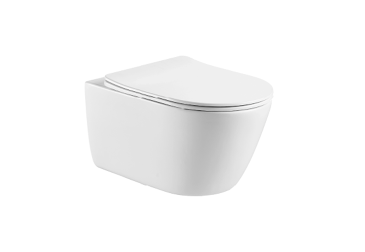 Унитаз подвесной безободковый Aquatek ОБЕРОН AQ1363W-00 533*360*344 мм, горизонтальный выпуск, тонкое сиденье с механизмом плавного закрывания, крепеж