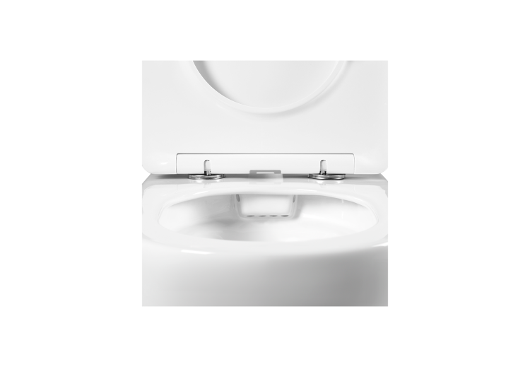 Унитаз подвесной безободковый Aquatek ОБЕРОН AQ1363W-00 533*360*344 мм, горизонтальный выпуск, тонкое сиденье с механизмом плавного закрывания, крепеж