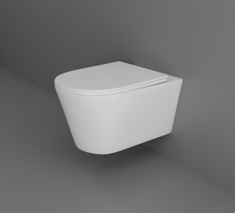 Унитаз подвесной безободковый Aquatek ОБЕРОН AQ1363W-00 533*360*344 мм, горизонтальный выпуск, тонкое сиденье с механизмом плавного закрывания, крепеж