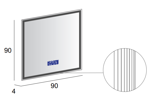 Зеркало с LED подстветкой, К6500, сенсорным выключателем Touch System, системой антизапотевания, с радио и датчиком температуры Cezares 45064