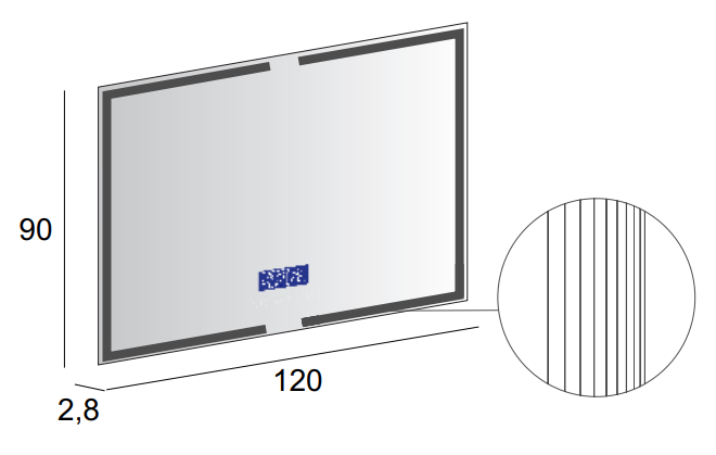 Зеркало с LED подстветкой, К6500, сенсорным выключателем Touch System, системой антизапотевания, с радио и датчиком температуры Cezares 45064