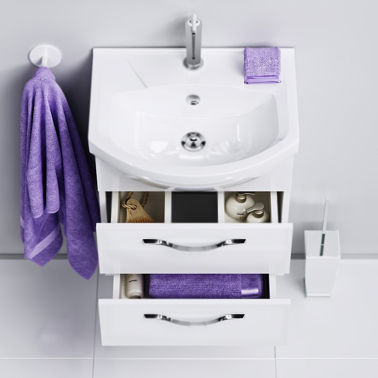 Тумба под раковину Aqwella Аллегро 65 2 ящика подвесная